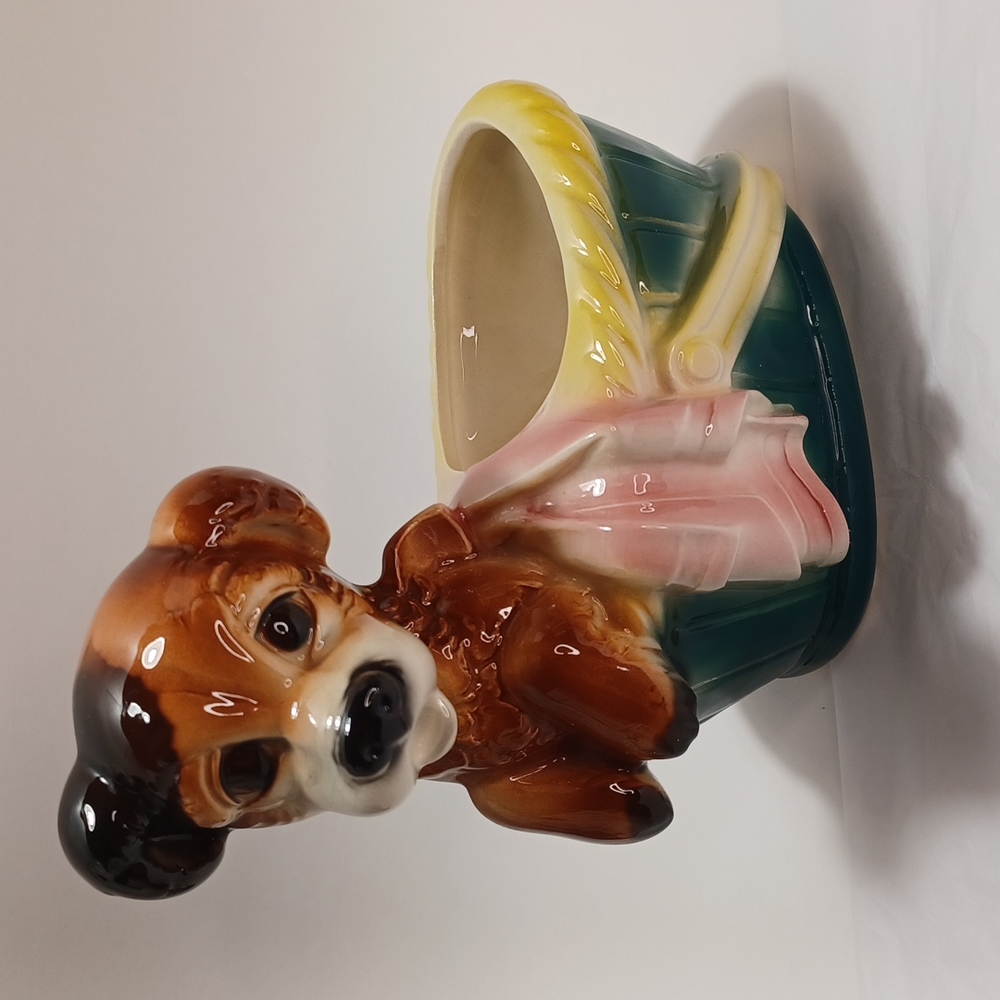 VINTAGE Royal Copley, puppy vase/planter